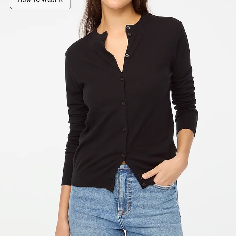 J Crew Black Classic Cotton Cardigan